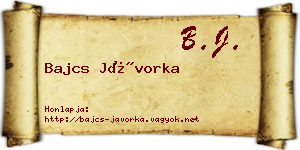 Bajcs Jávorka névjegykártya